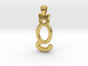 Cat ! [pendant] in Polished Brass
