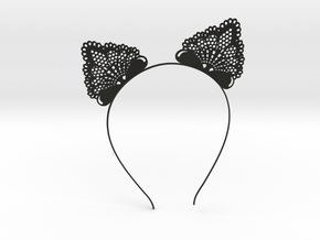 Cat Ears Headband - Type 1 - Neko Mimi  in Black Smooth Versatile Plastic