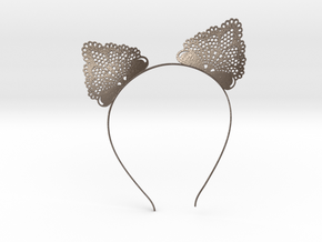 Cat Ears Headband - Type 1 - Neko Mimi  in Polished Bronzed-Silver Steel