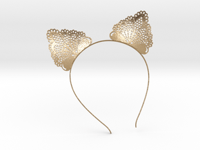 Cat Ears Headband - Type 1 - Neko Mimi Metal in Polished Gold Steel