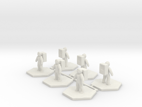 6pk Basic Astronaut hex base figures in White Natural Versatile Plastic