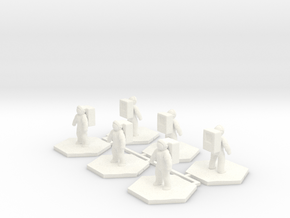 6pk Basic Astronaut hex base figures in White Smooth Versatile Plastic