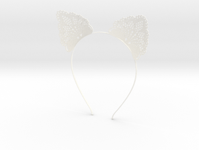 Metal Cat Ears Headband - Type 1 - Neko Mimi in White Smooth Versatile Plastic