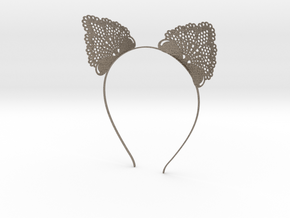 Metal Cat Ears Headband - Type 1 - Neko Mimi in Matte Bronzed-Silver Steel