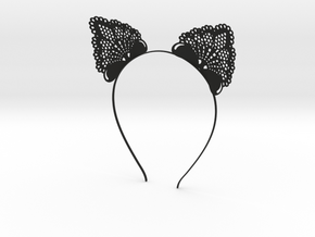 Metal Cat Ears Headband - Type 1 - Neko Mimi in Black Smooth PA12