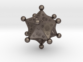 Roman Icosahedron in Polished Bronzed-Silver Steel