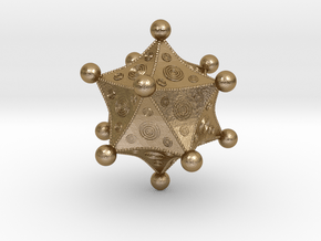 Roman Icosahedron in Polished Gold Steel