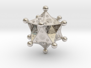 Roman Icosahedron in Rhodium Plated Brass