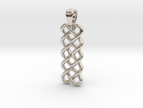 Celtic hearts and square [pendant] in Rhodium Plated Brass