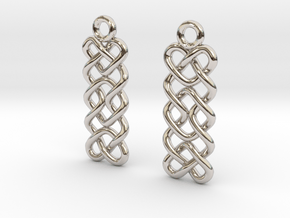 Celtic hearts and square [Earrings] in Rhodium Plated Brass
