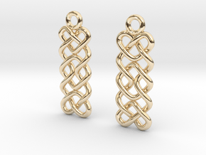 Celtic hearts and square [Earrings] in 14K Yellow Gold
