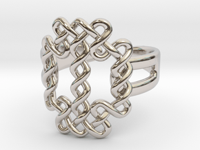 Large knot [open ring] in Rhodium Plated Brass