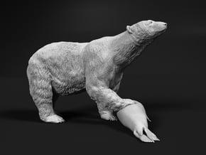 Polar bear 1:6 Female with Ringed Seal in White Natural Versatile Plastic
