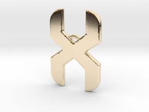 Angular Double Helix in 14k Gold Plated Brass