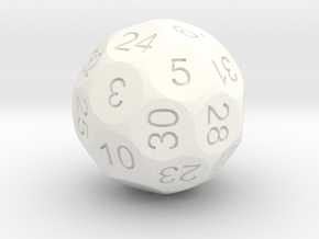 Solid D32 sphere dice in White Processed Versatile Plastic