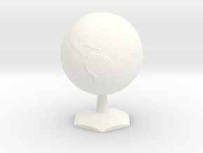 Earth on Hex Stand in White Smooth Versatile Plastic