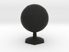 Earth on Hex Stand in Black Smooth Versatile Plastic