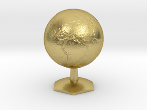 Earth on Hex Stand in Natural Brass