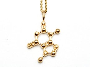 Theobromine Pendant - Molecular Jewelry in 14k Gold Plated Brass