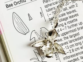 Bee Orchid Pendant - Nature Jewelry in Polished Silver