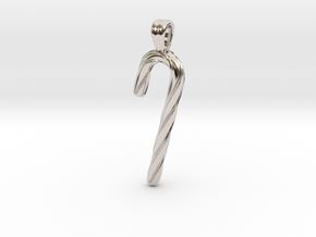 Candy cane [pendant] in Rhodium Plated Brass