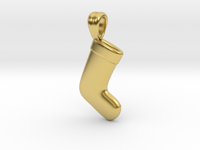 Xmas sock (pendant) in Polished Brass