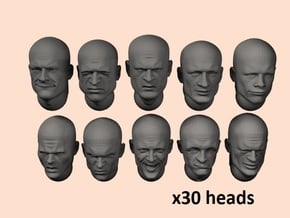 28mm prison inmate heads in Clear Ultra Fine Detail Plastic