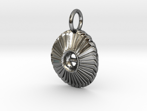 Single Coccolith Pendant - Marine Biology in Polished Silver