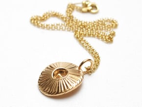 Single Coccolith Pendant - Marine Biology in 14k Gold Plated Brass