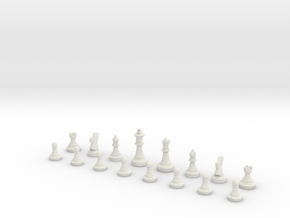 Tradiatonal Chess Set 16 Piece 90mm in White Natural Versatile Plastic