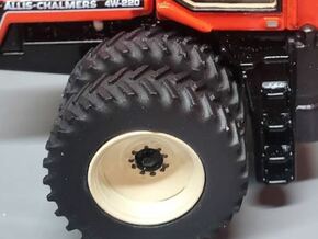1/64 Scale 38" Orange Rear Wheel, Duals, and Tires in Tan Fine Detail Plastic