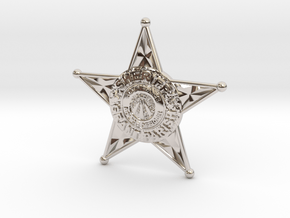 Sheriff Badge 5cm - State Police GRANT PARISH in Rhodium Plated Brass