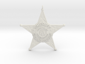 Sheriff Badge Pendant 5cm - State Police in White Natural Versatile Plastic