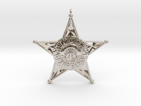 Sheriff Badge Pendant 5cm - State Police in Rhodium Plated Brass