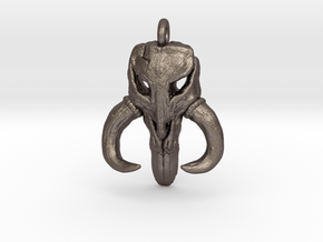 Mandalorian Mythosaur Skull pendant all materials in Polished Bronzed-Silver Steel