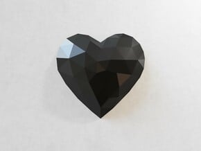 Low Poly Wall Art: Heart (Smooth Plastic) in Black Smooth Versatile Plastic