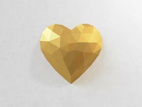 Low Poly Wall Art: Heart (Polished Metal) in Polished Gold Steel