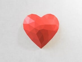 Low Poly Wall Art: Heart (Processed Plastic) in Red Processed Versatile Plastic