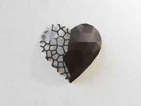 Low Poly Wall Art: Heart Break Voronoi (Polished) in Polished and Bronzed Black Steel