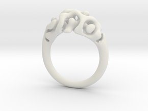 Reaction Diffusion Ring Nr. 11 (Size 50) in White Natural Versatile Plastic
