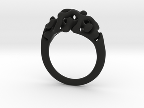 Reaction Diffusion Ring Nr. 11 (Size 50) in Black Smooth Versatile Plastic