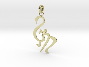 Om With Trishul Pendant in 18K Yellow Gold