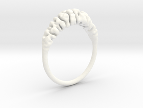 Reaction Diffusion Ring "Brainring" (size 60) in White Premium Versatile Plastic