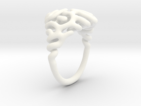 Reaction Diffusion Ring Nr. 6 (Size 56) in White Smooth Versatile Plastic