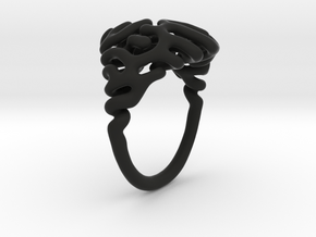 Reaction Diffusion Ring Nr. 6 (Size 56) in Black Smooth Versatile Plastic