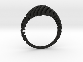 Ring  Reaction Diffusion  Size 54 in Black Smooth Versatile Plastic