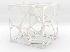 Voronoi Cube 3D in White Premium Versatile Plastic