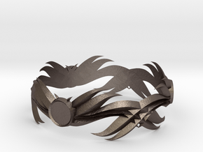 Feathered Bracelet -v1 in Polished Bronzed Silver Steel