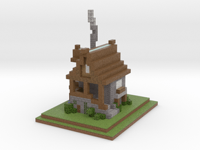 Minecraft Watermill 3D Print in Natural Full Color Sandstone