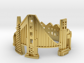 SanFrancisco Skyline - Cityscape Ring in Polished Brass: 6.5 / 52.75